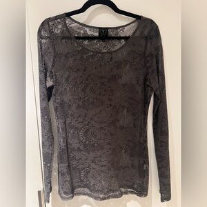 Ella Moss Gray Lace Top. Size L.